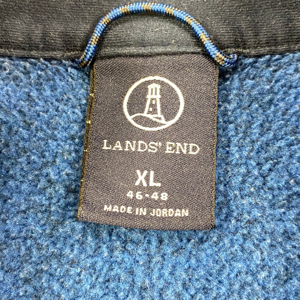 Lands End Fleece Pullover Men XL Heritage Polyester 1/4 Zip Blue Classic Outdoor - Picture 3 of 9